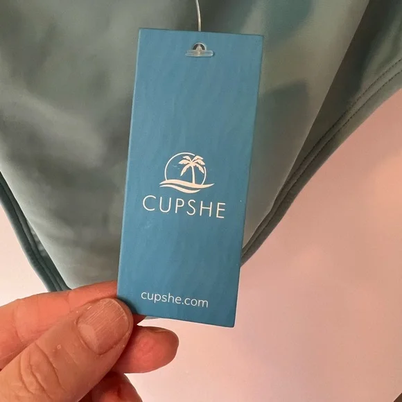 Cupshe Sleek Halter One-Piece Swimsuit in Light Blue - Picture 3 of 8